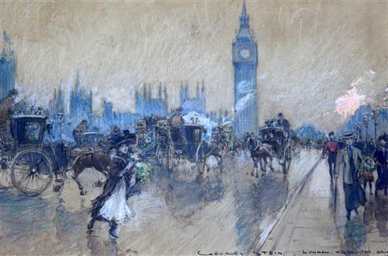 § Georges Stein (c.1870-c.1955) London, Westminster Bridge 1899 6.5 x 9.75in.